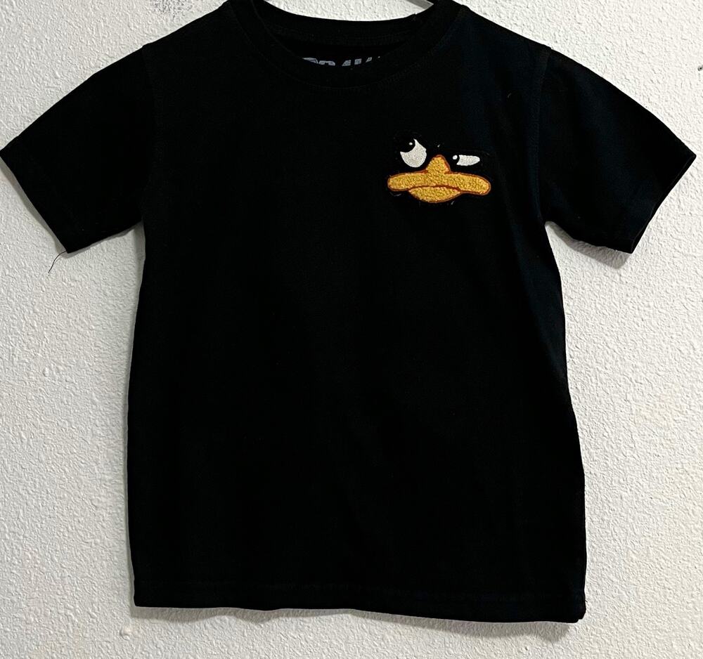 RAW Daffy Duck Looney Tunes Graphic Black T-Shirt 5/6 Cotton Crew Short
